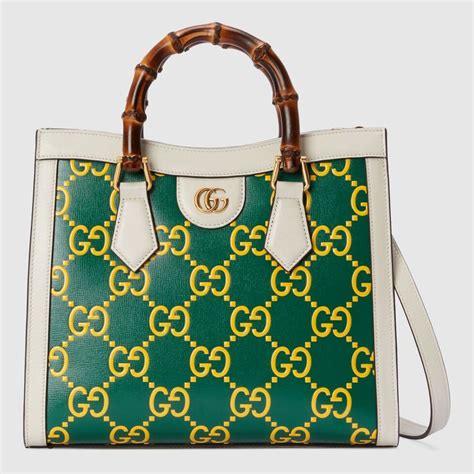 gucci diana small tote bag green|Gucci bamboo shopper large.